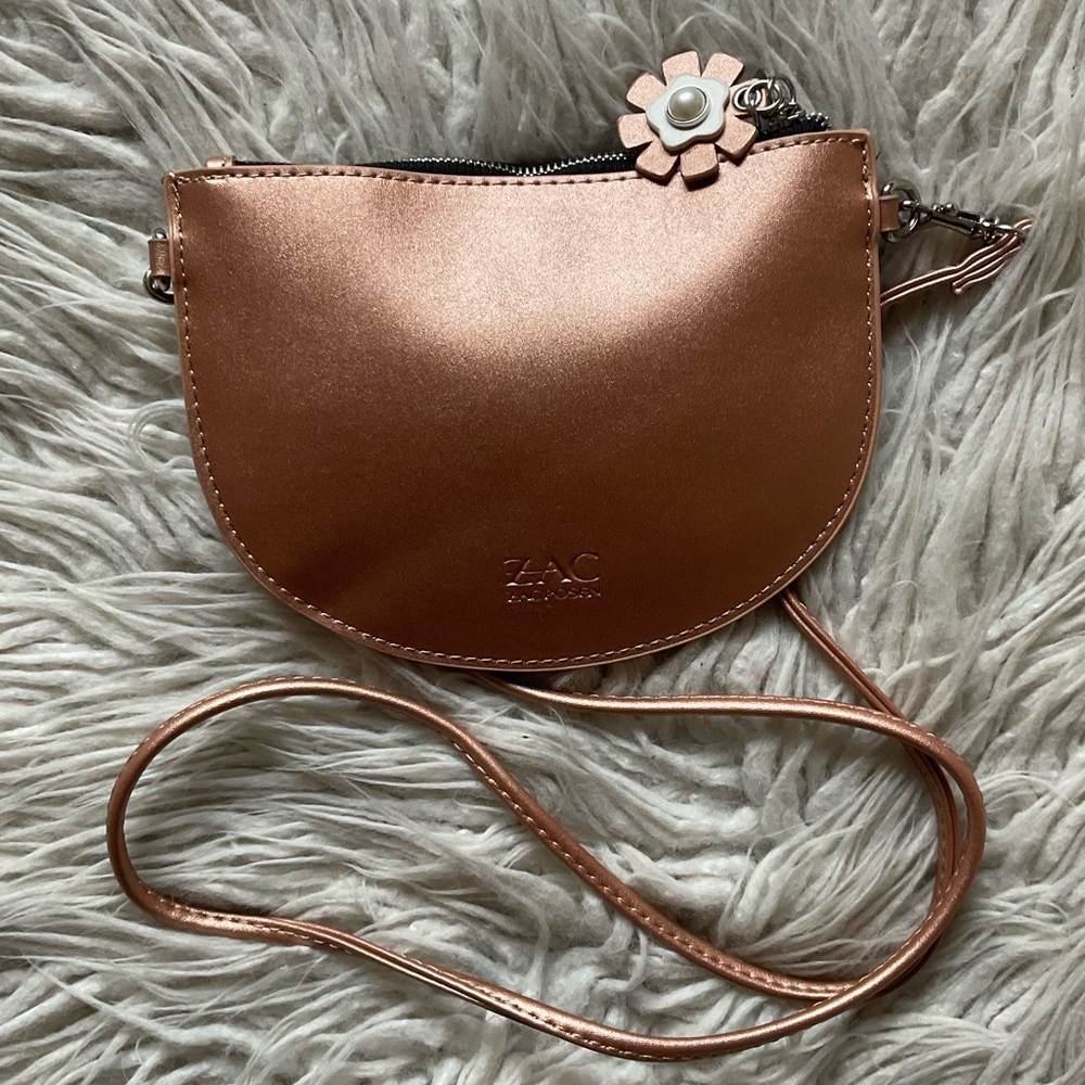Zac Posen Metallic Copper Faux Leather Convertible Clutch Crossbody Bag Euc — image 3 of 8